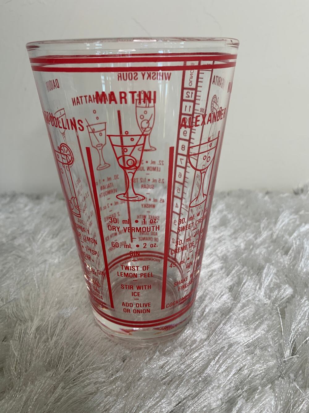 Vintage  Red Libbey Cocktail Mixer Bartender Recipe Phoenixware